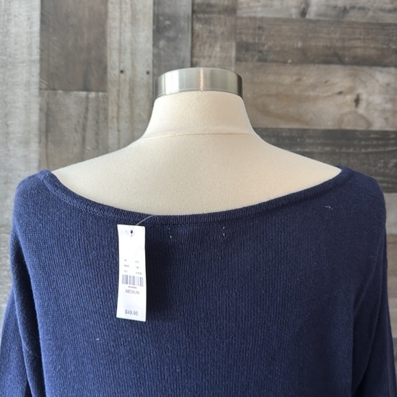 NWT! New York & Co navy knit sweater medium zipper oversized gorpcore classic - Picture 6 of 12